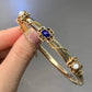 Victorian 14K Gold Lapis Lazuli and Pearl Bangle Bracelet