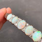 Antique Palladium White Gold Natural Opal Cabochon and Diamond Bracelet Bangle