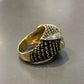 Vintage 18K Gold Black Enamel Cats Eye and Diamond Owl Ring