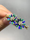 Victorian 14K Gold Seed Pearl and Diamond Double Enamel Flower Brooch