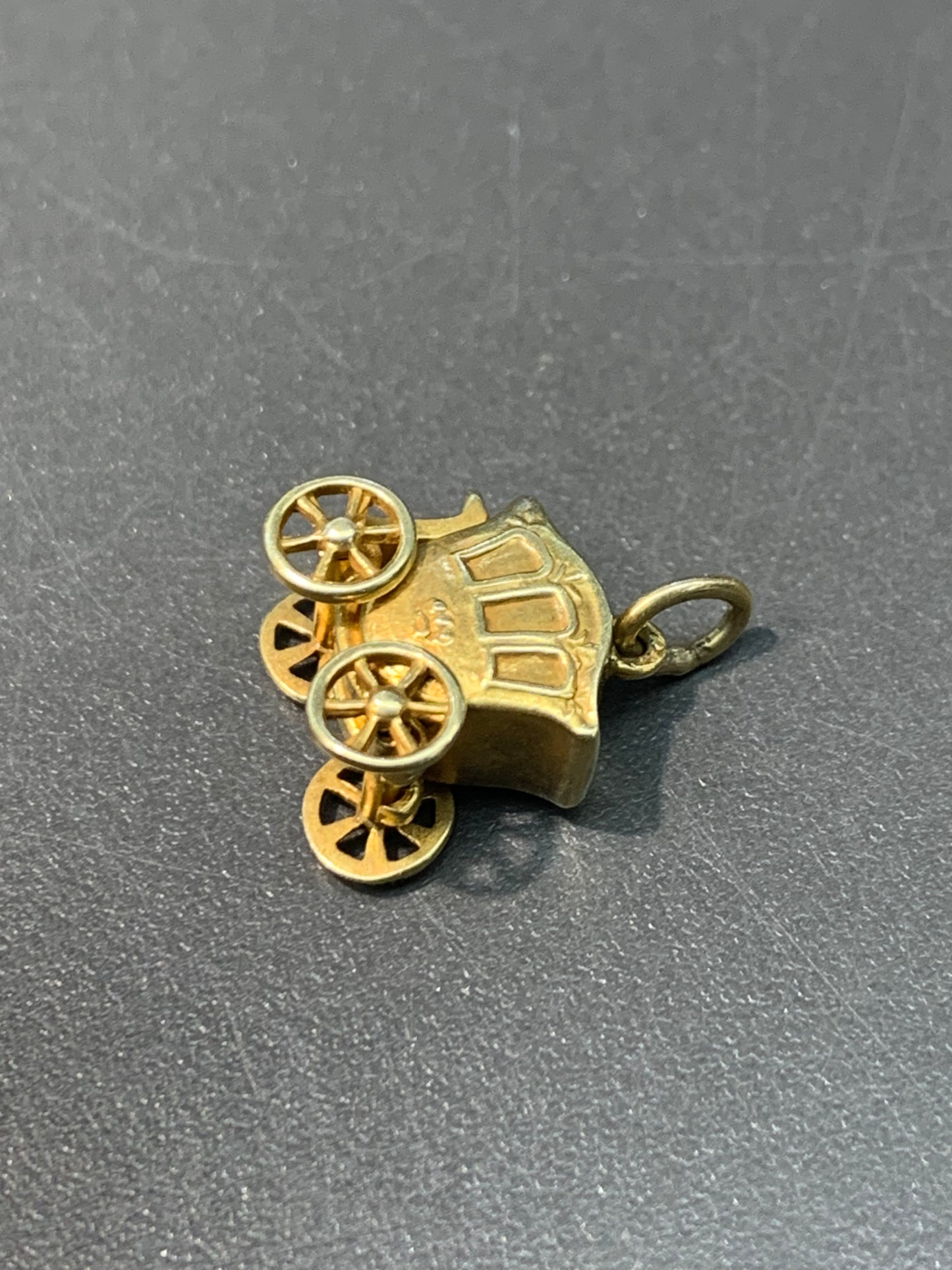 Vintage 14K Yellow Gold Articulated Carriage Charm