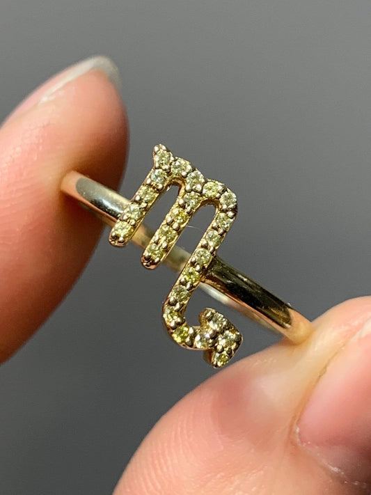 14K 金黄钻天蝎座戒指