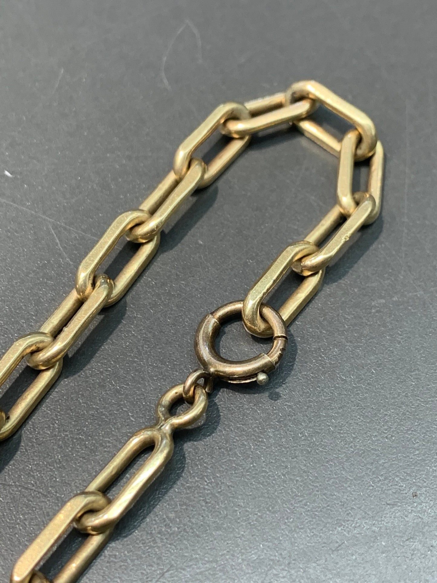复古 14K 黄金纯色机车链手链