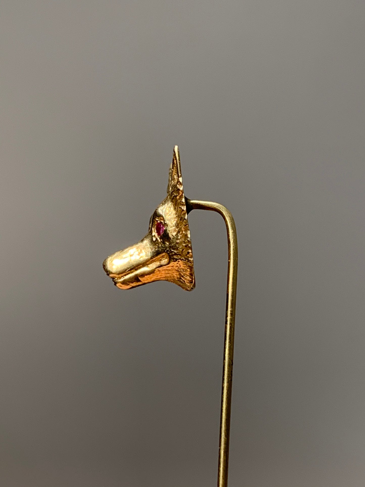 Antique 14K Gold Ruby Wolf Stick Pin