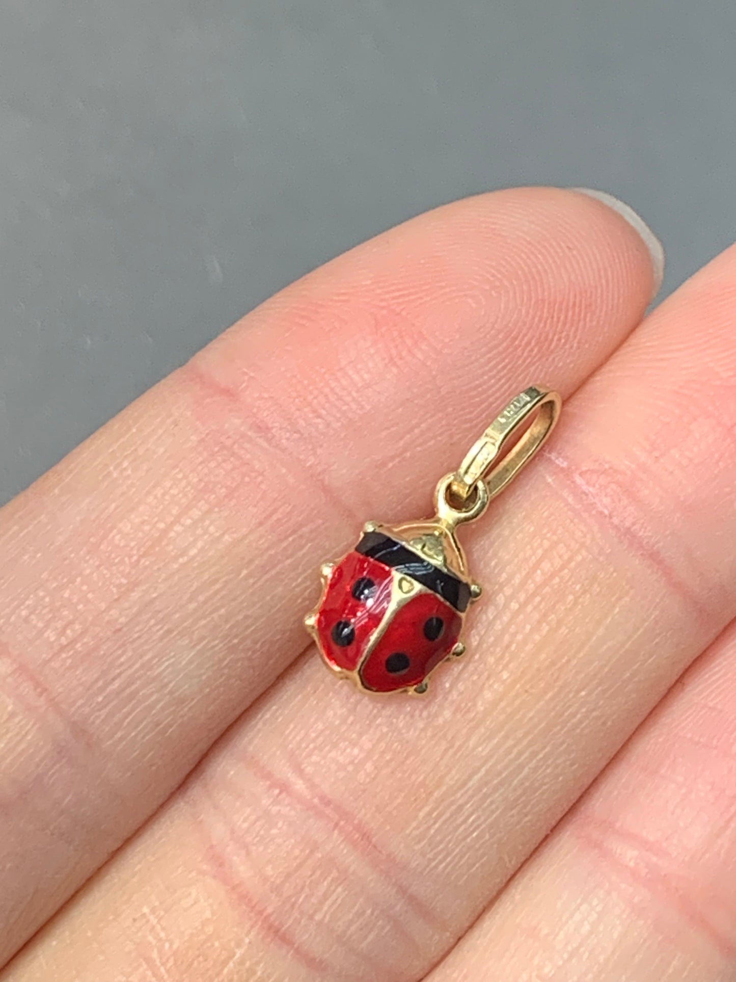 Vintage 14K Gold Enamel Lady Bug Charm