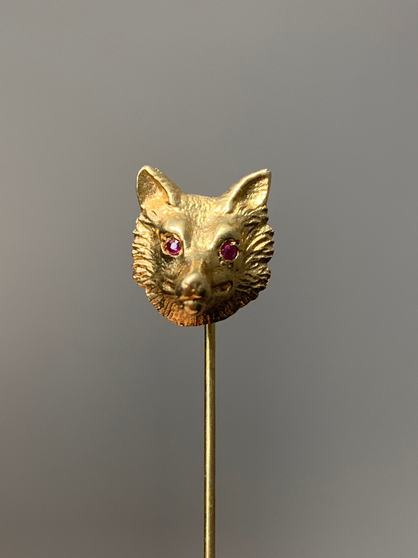 Antique 14K Gold Ruby Wolf Stick Pin