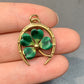 Vintage 14K Yellow Gold Enamel Four Leaf Clover Horse Shoe Charm