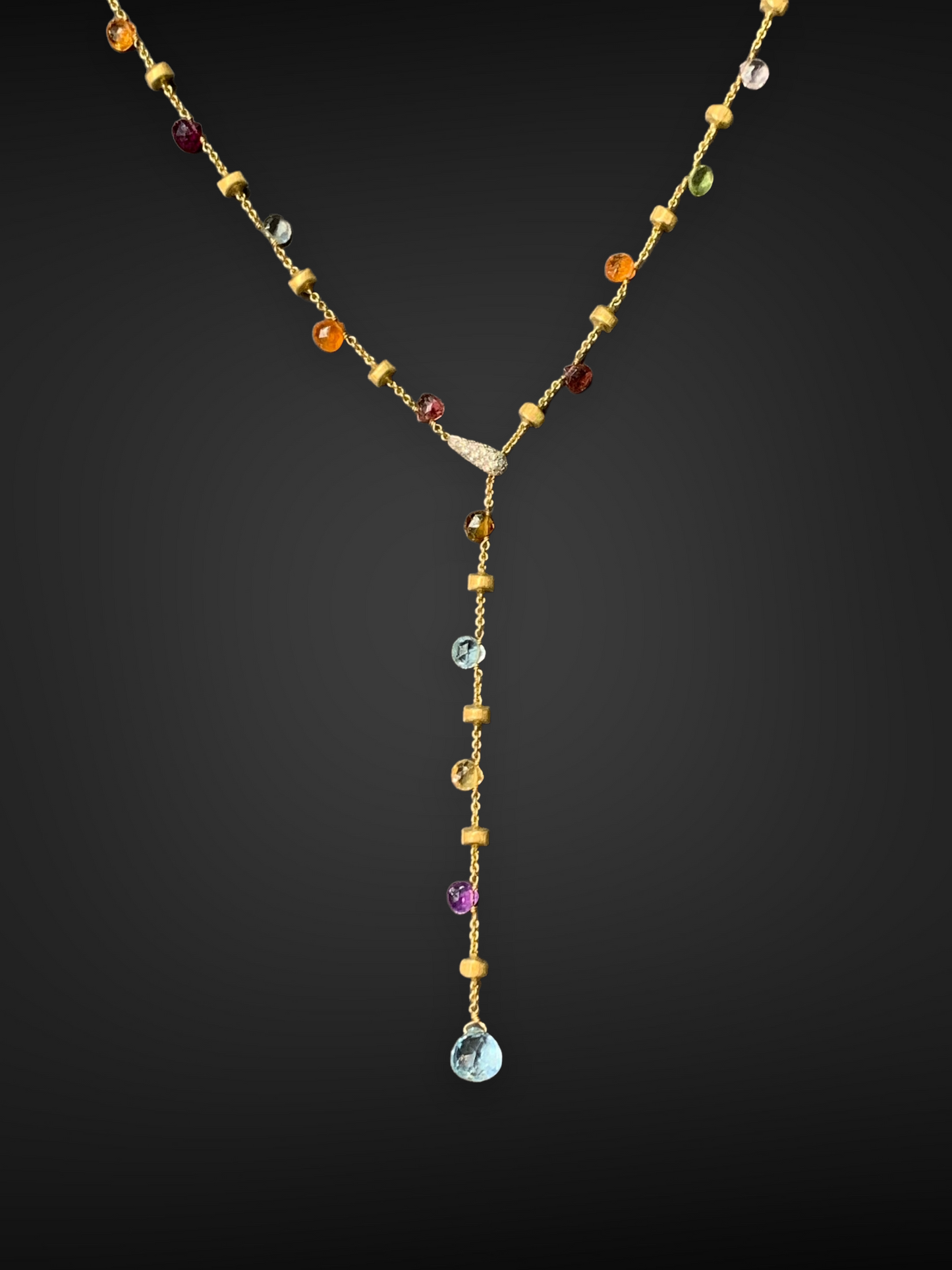 Collier lariat multi-pierres précieuses de la collection Afrique en or 18 carats Marco Bicego