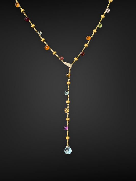 Marco Bicego 18K Gold Africa Collection Multi-Gemstone Lariat Necklace