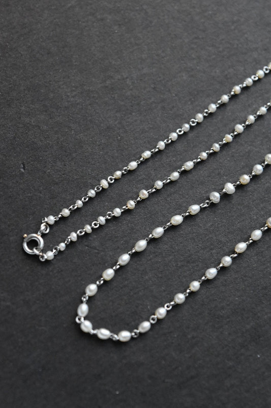 Belle Époque Platinum Natural Saltwater Pearl Necklace