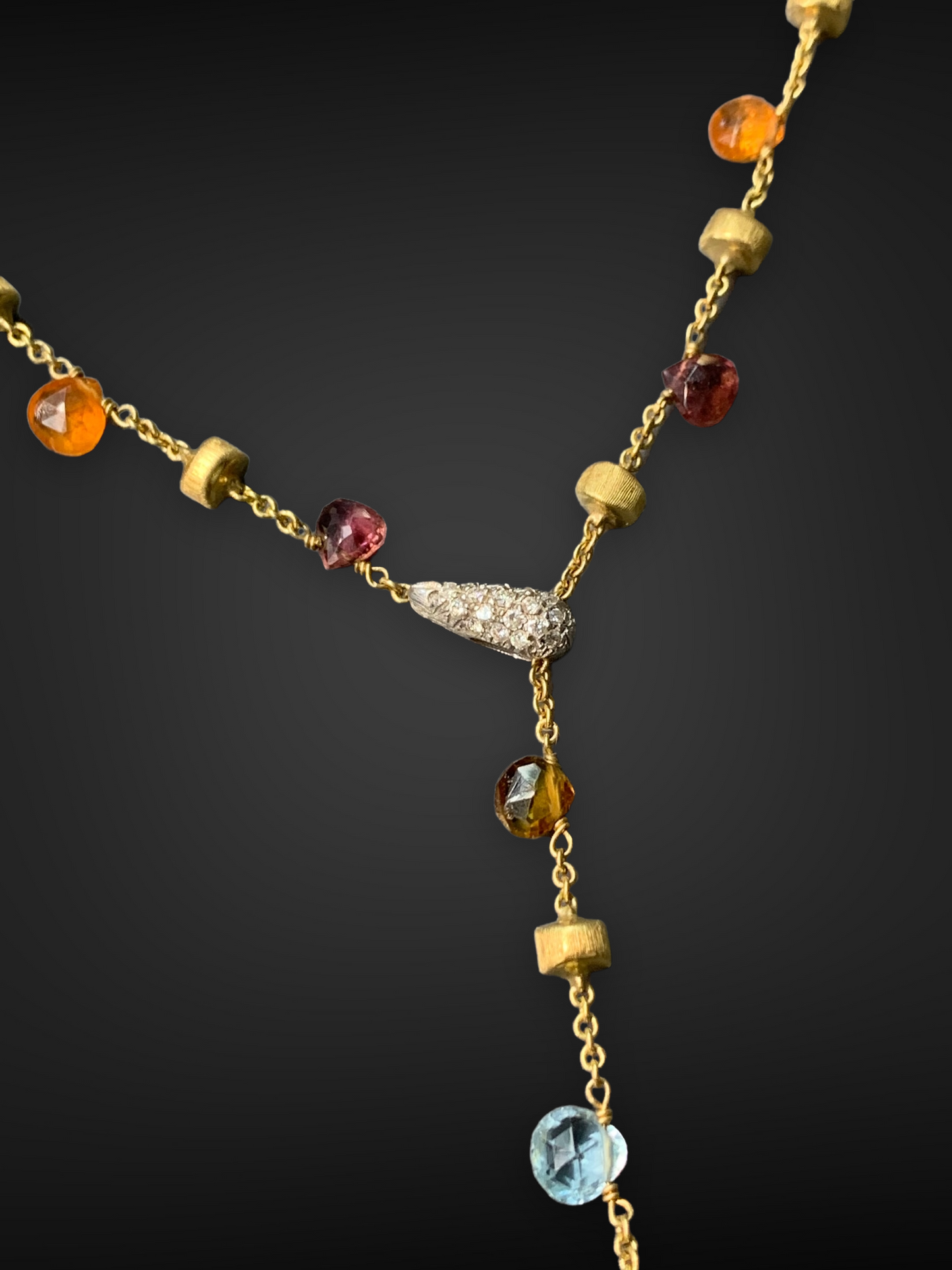 Collier lariat multi-pierres précieuses de la collection Afrique en or 18 carats Marco Bicego