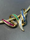 [ON RESERVE] Vintage 14K Gold Multi-Gemstone Ribbon Pendant