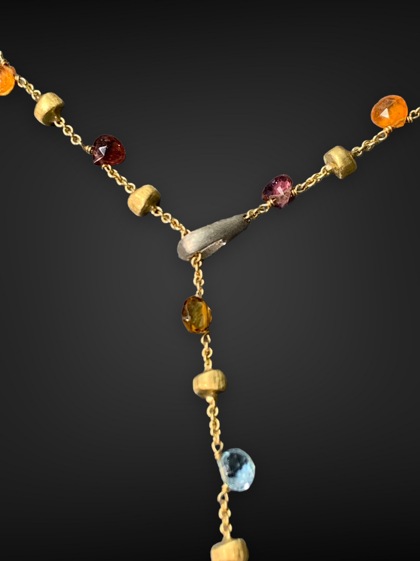 Marco Bicego 18K Gold Africa Collection Multi-Gemstone Lariat Necklace