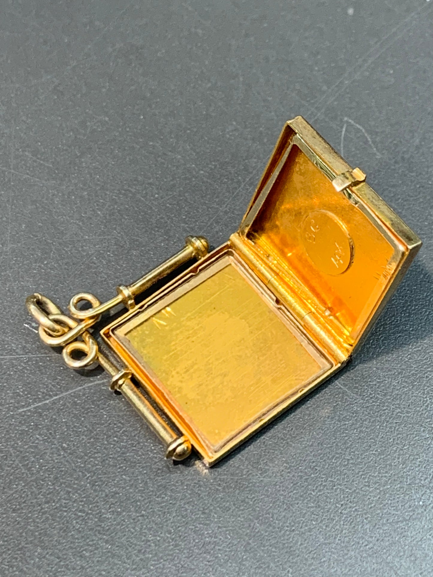 Victorian 14K Gold Square Locket Pendant Charm