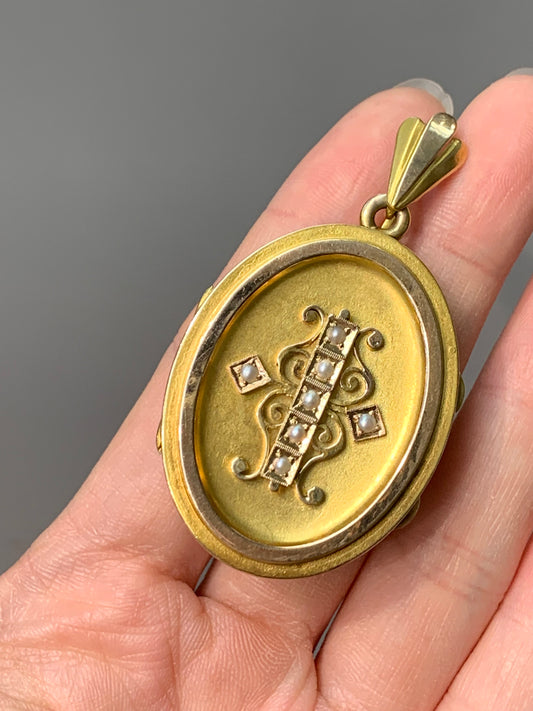 维多利亚风格 14K 金珍珠图案小盒