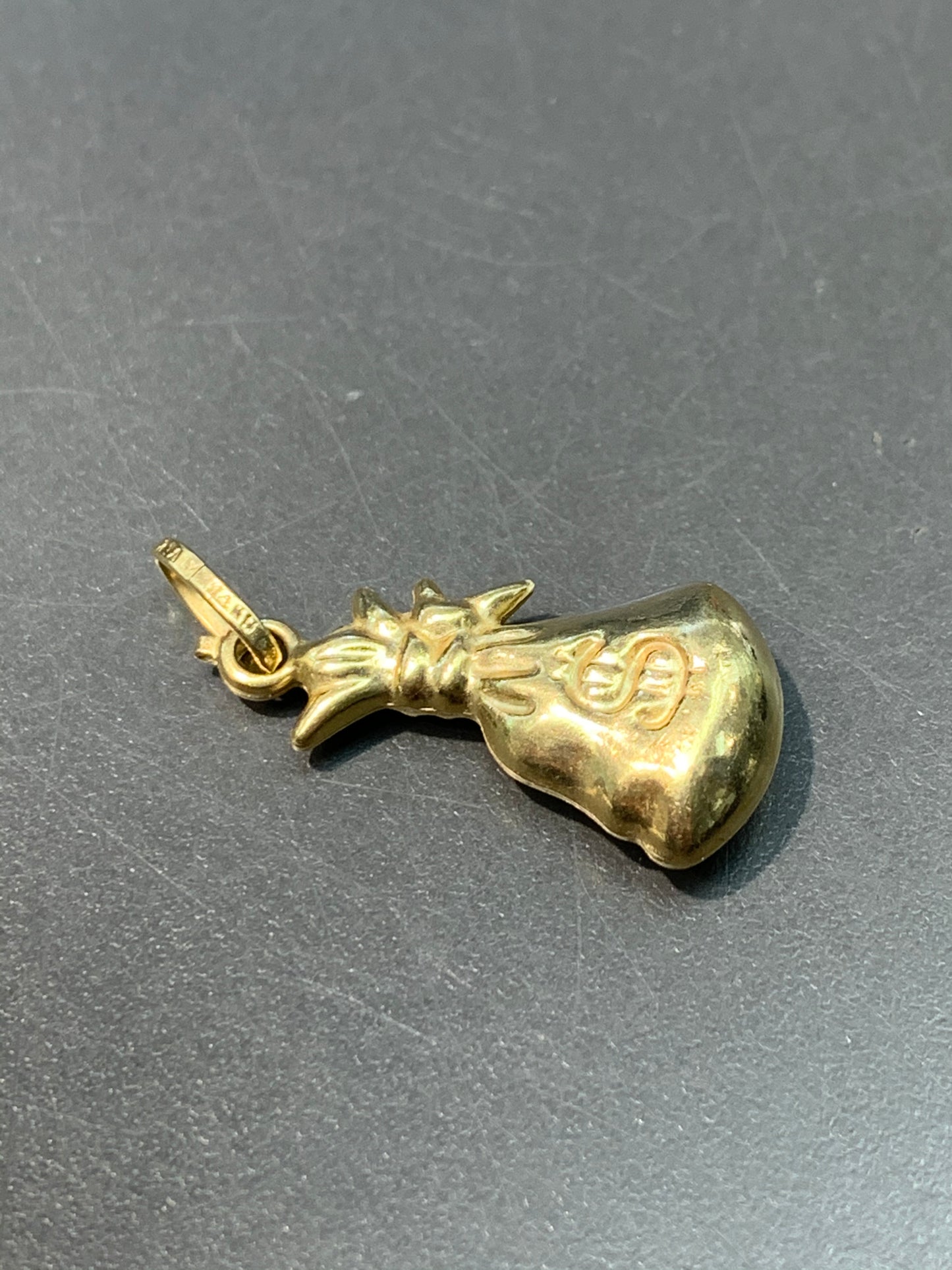 Vintage Italian 14K Gold Large Puffy Money Sack Charm