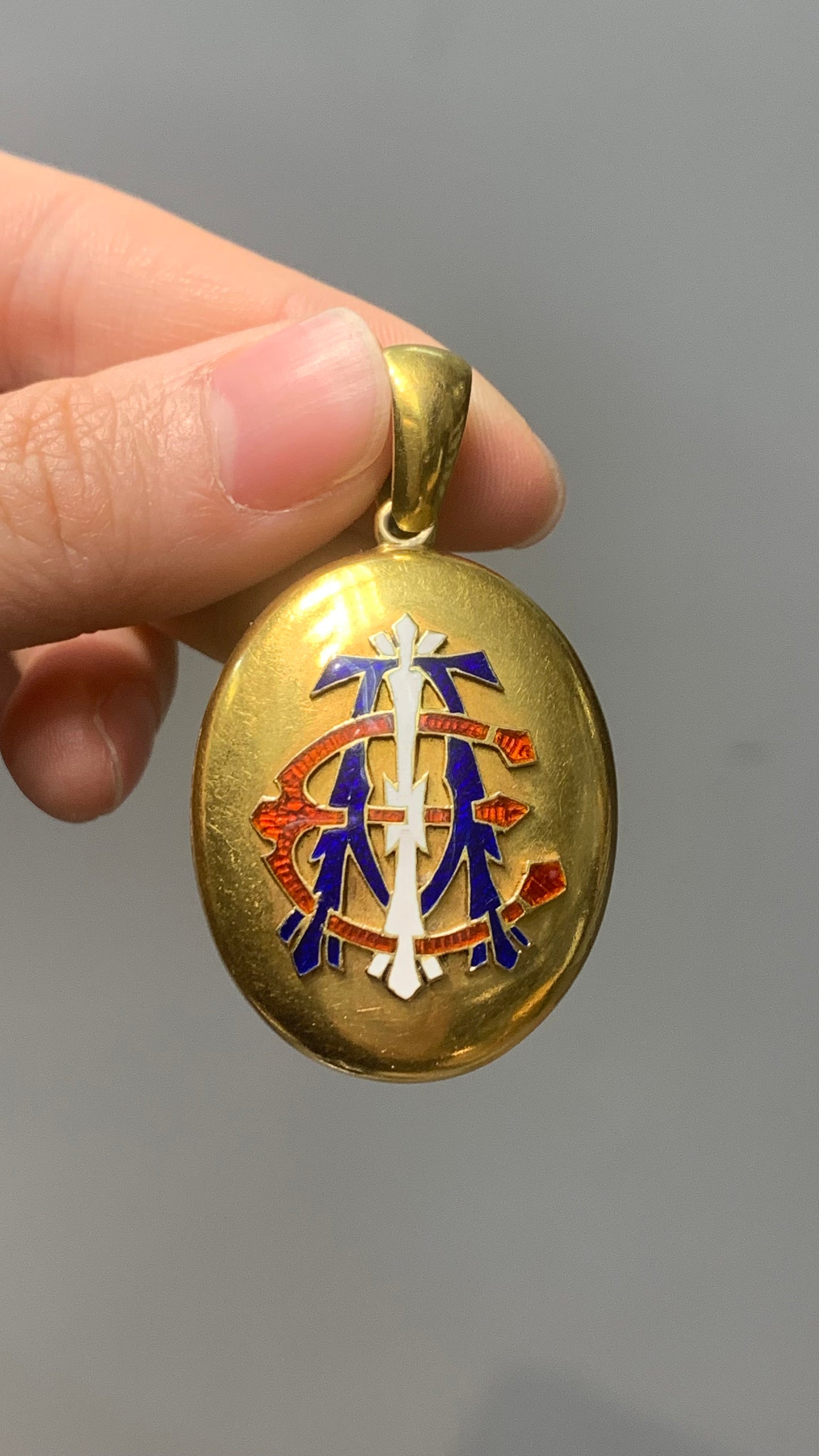 Victorian 18K Gold “AEI” Enamel Locket