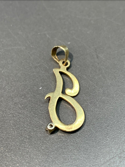 Vintage 14K Gold “J” Cursive Diamond Initial Charm