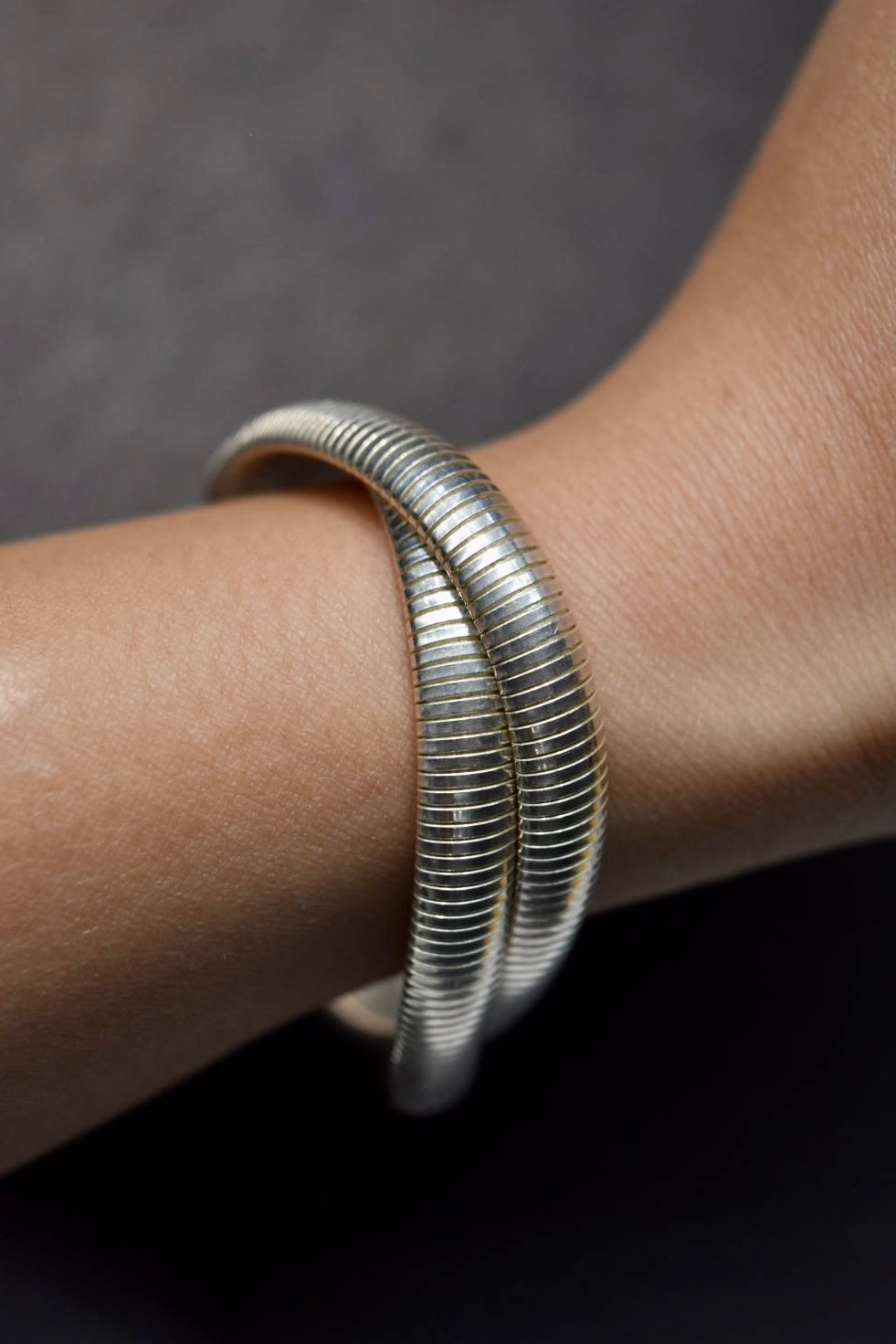 Vintage 999 Silver Double Wrap Snake Chain Bracelet