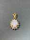 14K Gold Opal and Diamond Halo Pendant