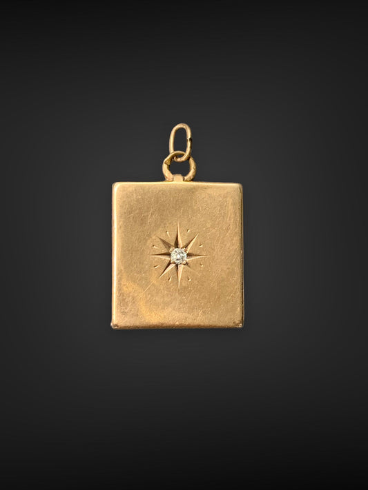 Reserved Victorian 14K Gold Star Burst Locket Pendant Charm