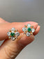 14K Gold Floral Emerald and Diamond Earring