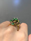 Vintage 18K Gold Cabochon Jade and Diamonds Spiral Statement Ring