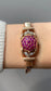 Retro 14K Gold Diamond and Ruby Snake Chain Wrist Watch