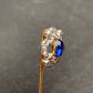 Art Deco Platinum Sapphire Diamond Square Stick Pin