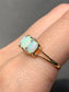 14K Gold Three Stone Opal Cabochon and Diamond Ring