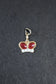 Vintage 14K Gold Red and White Enamel Crown Charm