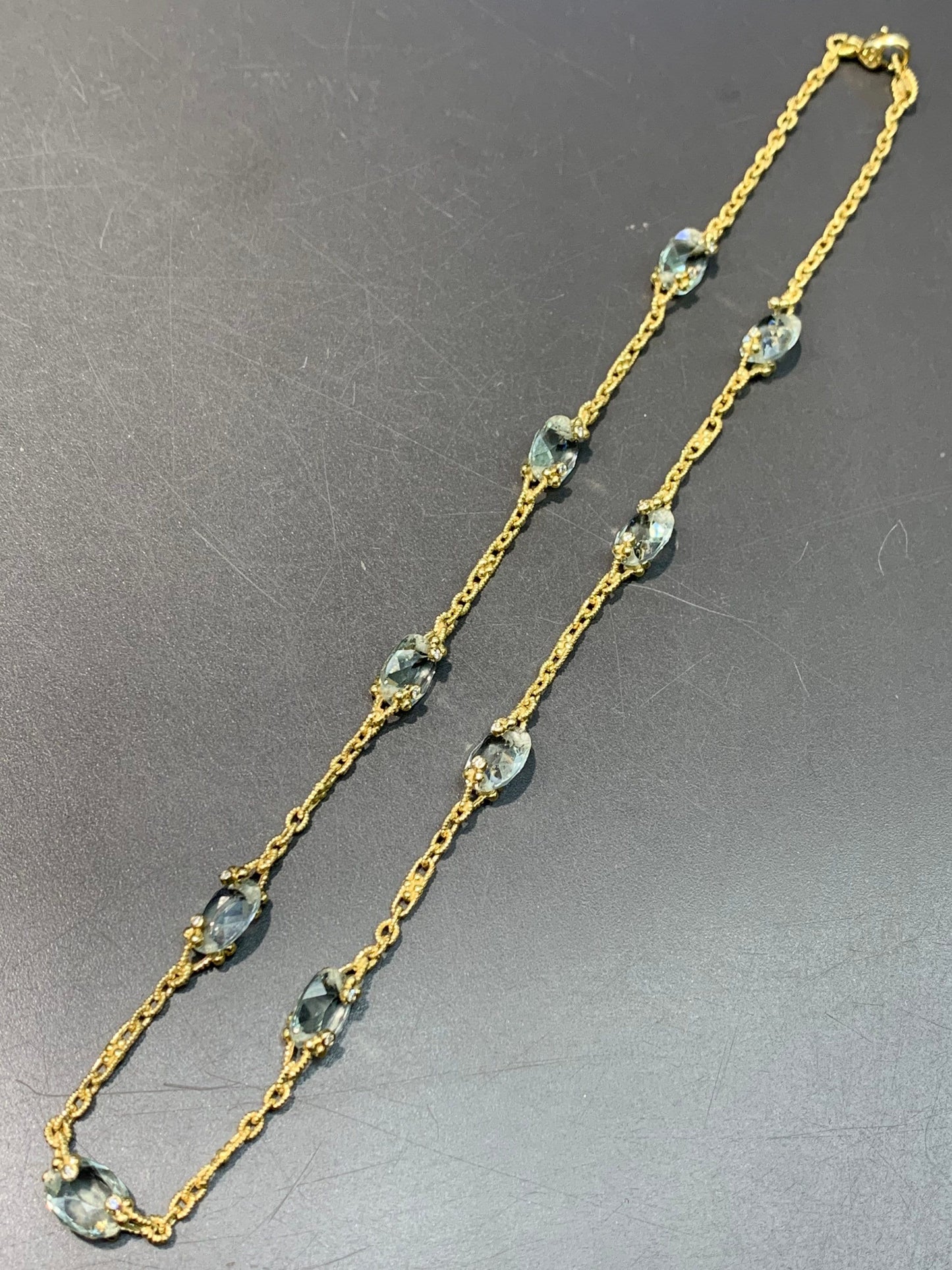 Judith Ripka 18k Gold Two Sided Diamond Priolite Sautoir Necklace