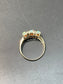 14K Gold Three Stone Opal Cabochon and Diamond Ring