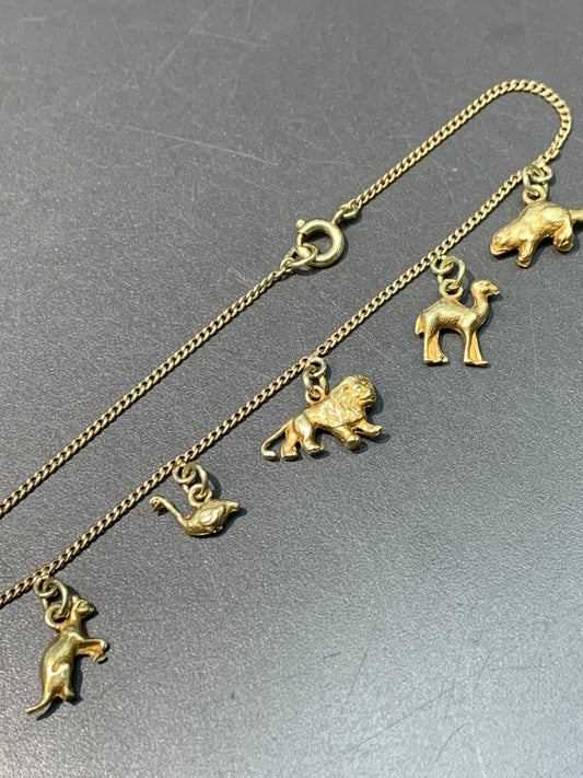 Vintage 14K Gold Animal Charm Bracelet