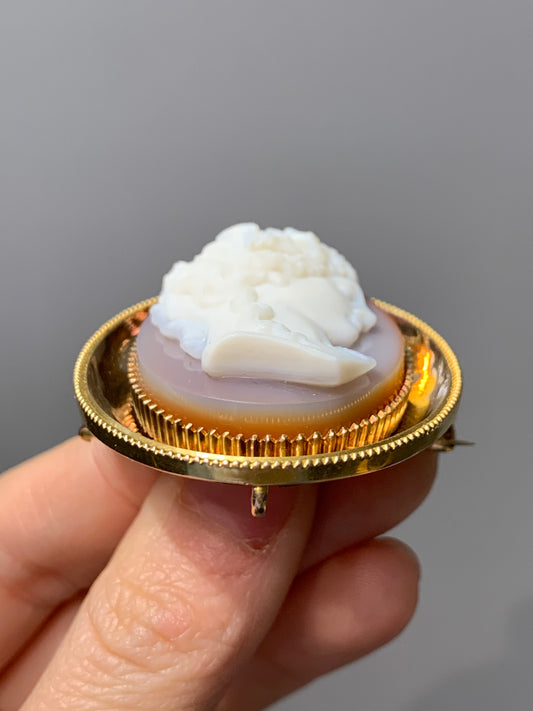 维多利亚风格 14K 金浮雕镜面凹面胸针吊坠