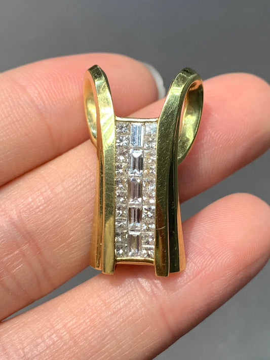 Vintage 18K Gold Structural Diamond Pendant