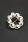 Vintage Platinum and 18K Gold Diamond and Pearl Circle Twisted Brooch