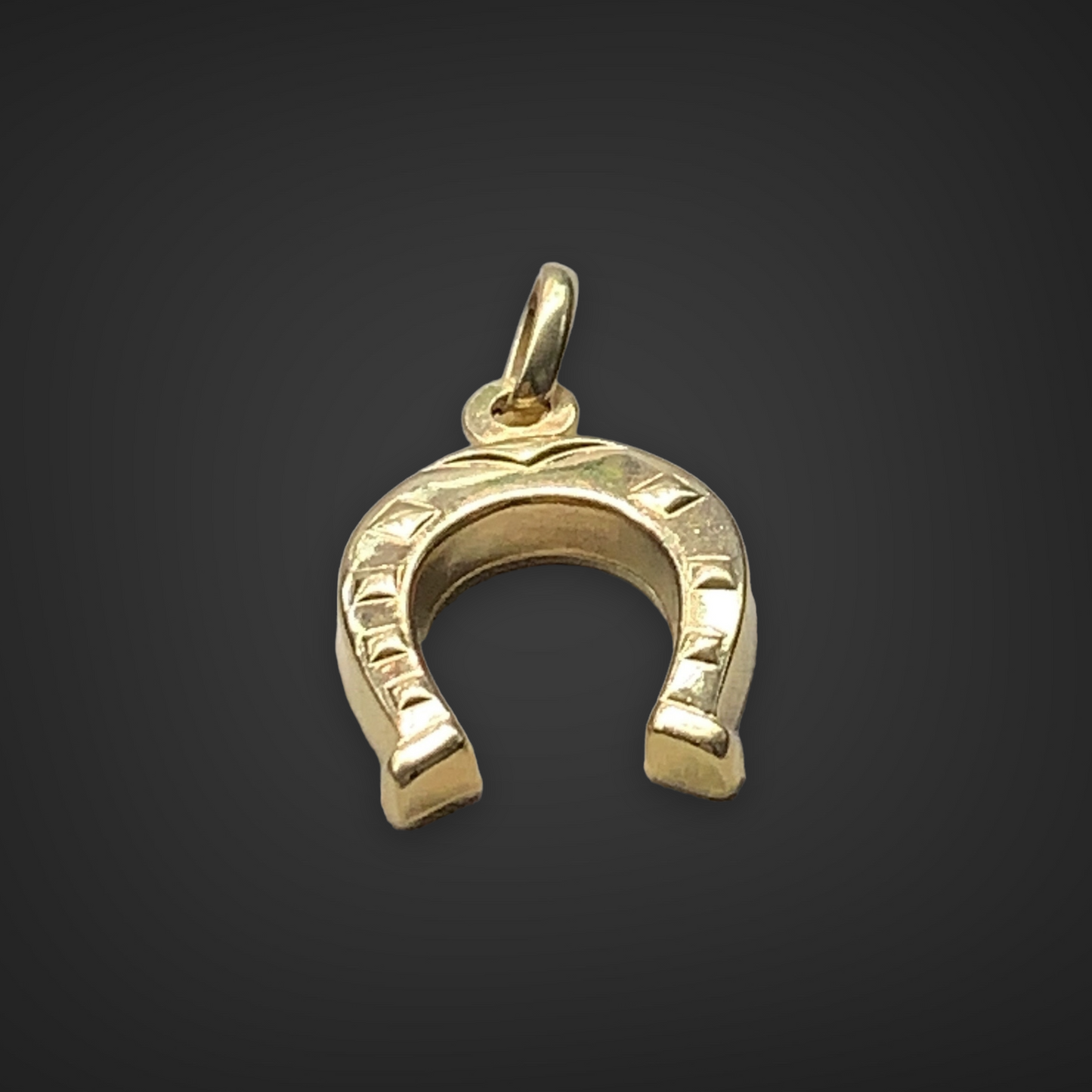 Vintage 18K Gold Hollow Horseshoe Charm Pendant