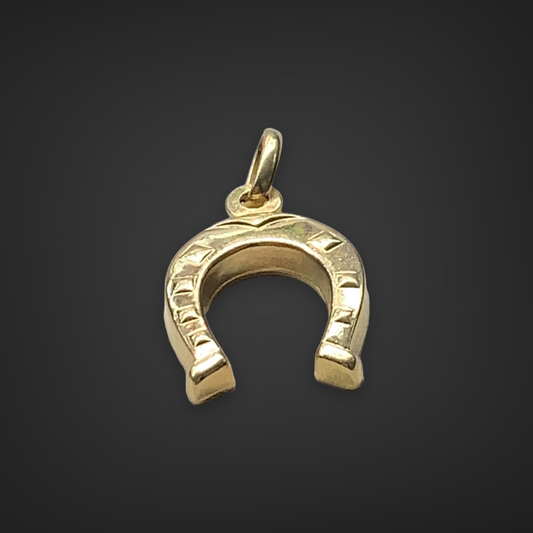 Vintage 18K Gold Hollow Horseshoe Charm Pendant