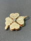 Vintage 14K Yellow Gold Paste Double Four Leaf Clover Charm