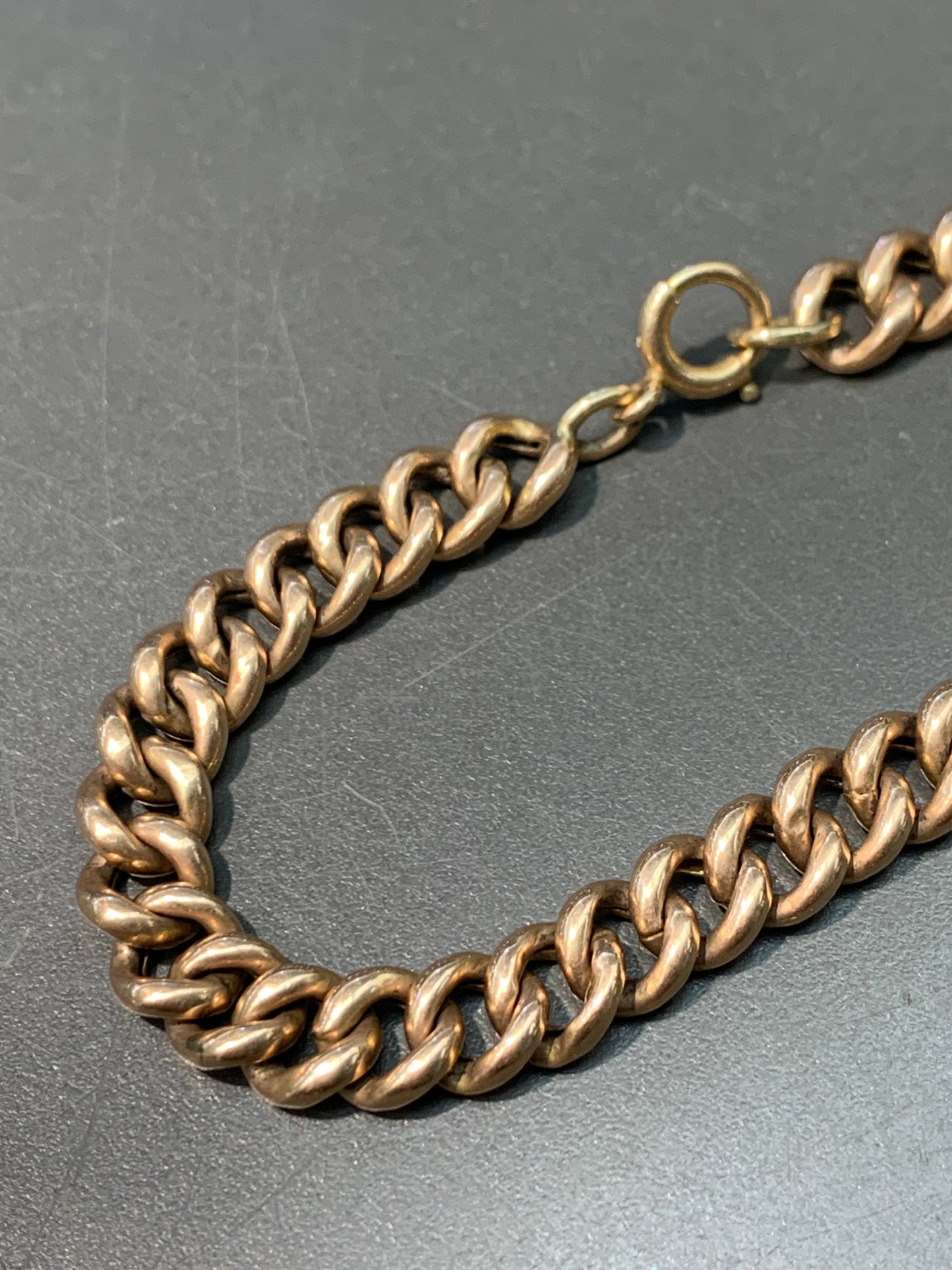 Vintage 14K Gold Curb Link Chain 7 Inch Bracelet