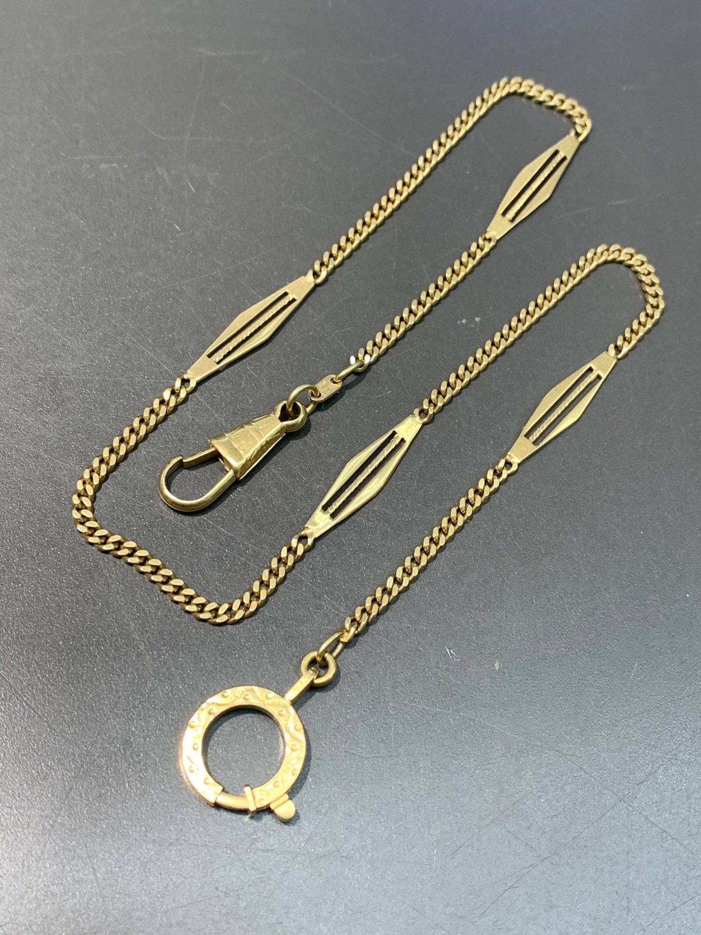 18K Gold Antique Pocket Watch Chain Bar Link Necklace