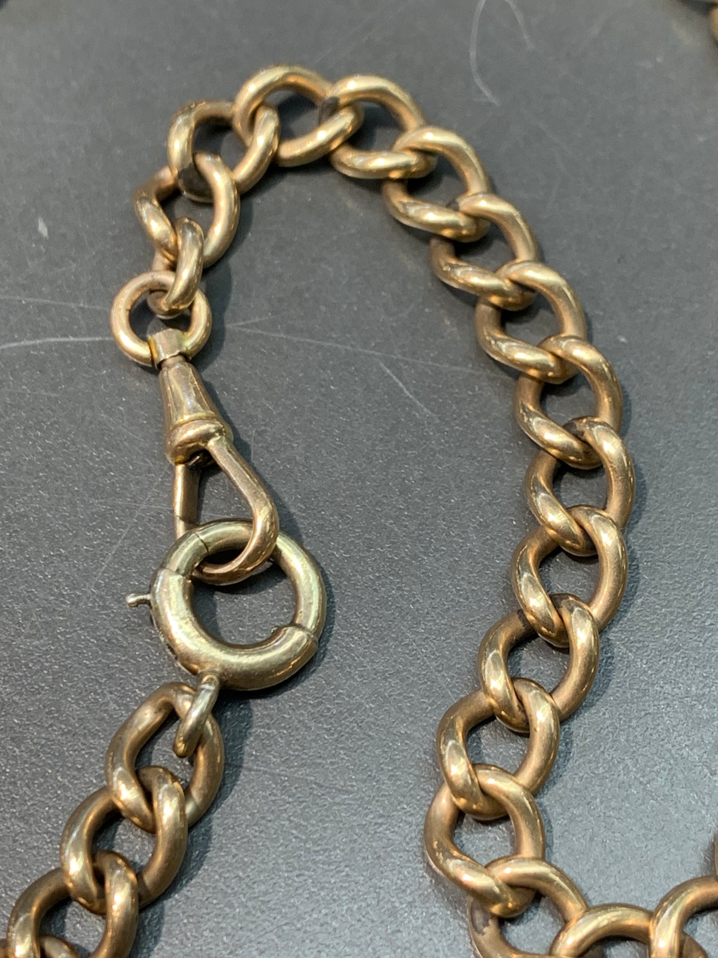 Vintage 9K Gold Fob Albert Link Watch Chain Necklace