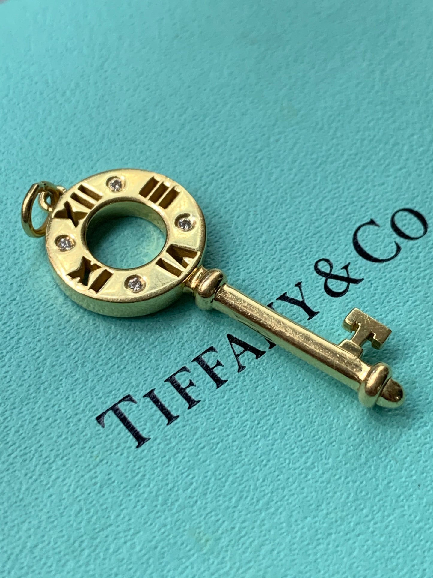 Tiffany & Co. 18K Yellow Gold Atlas Diamond Key Pendant